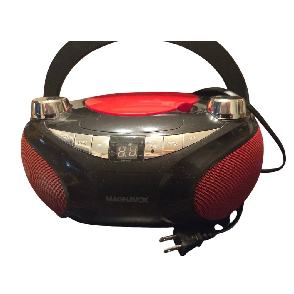 Magnavox MD6949 CD Boombox  Black Red AM/FM Radio Portable Beach Backyard Pool